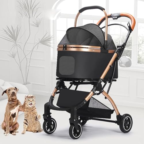 YPDOPORA 3-In-1-Klappkinderwagen Für Haustiere, Hunde- Und Katzenkinderwagen Mit 4 Rädern, Abnehmbarer Reisetasche Für Haustiere, Zusammenklappbarer Teleskop-Katzenkinderwagen,Schwarz YPDOPORA 3-In-1-Klappkinderwagen Für Haustiere, Hunde- Und Katzenkinderwagen Mit 4 Rädern, Abnehmbarer Reisetasche Für Haustiere, Zusammenklappbarer Teleskop-Katzenkinderwagen,Schwarz von YPDOPORA
