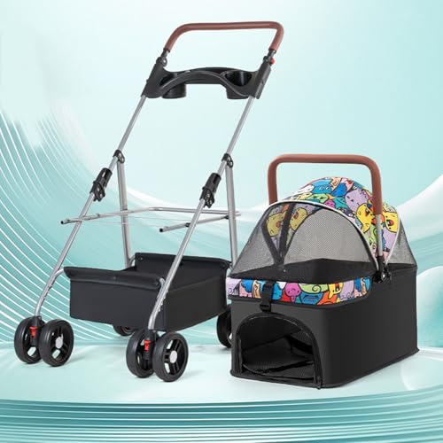 YPDOPORA 3-In-1-Multifunktions-Haustierbuggy, Tragbarer Hundebuggy Mit 4 Rädern, Hundebuggy Mit Einstellbarer Griffhöhe, Abnehmbarem Träger, Getränkehalter Und Aufbewahrungskorb,Blau YPDOPORA 3-In-1-Multifunktions-Haustierbuggy, Tragbarer Hundebuggy Mit 4 Rädern, Hundebuggy Mit Einstellbarer Griffhöhe, Abnehmbarem Träger, Getränkehalter Und Aufbewahrungskorb,Blau von YPDOPORA