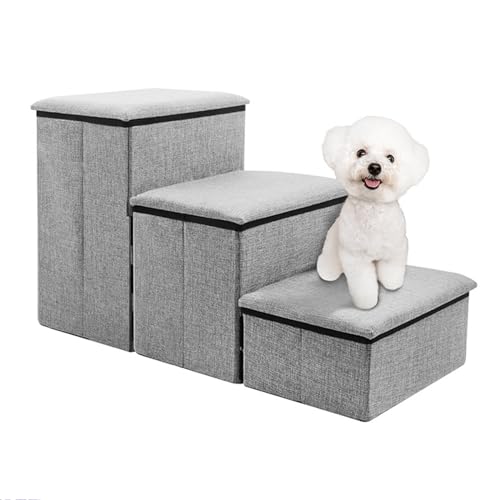YPDOPORA 3-Stufige Hundetreppe Für Kleine Und Mittelgroße Hunde, Hundetreppe Mit Stauraum, Haustiertreppe Für Hohe Betten Und Couch, Faltbare Hundetreppe Mit Stauraum YPDOPORA 3-Stufige Hundetreppe Für Kleine Und Mittelgroße Hunde, Hundetreppe Mit Stauraum, Haustiertreppe Für Hohe Betten Und Couch, Faltbare Hundetreppe Mit Stauraum von YPDOPORA