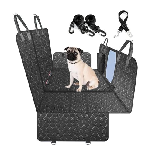 YPDOPORA 4-In-1-Autositzbezug Für Hunde, wasserdichte Hundehängematte Für Autos, Lkws Und Suvs, Kratzfester, Rutschfester Rücksitzschutz Für Hunde Mit Netzfenster, Hundesitzbezug Für Die Rückbank von YPDOPORA