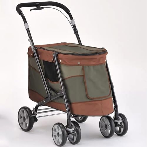 YPDOPORA 4-Räder-Haustier-Kinderwagen, Kinderwagen Für Mittelgroße Und Kleine Hunde, Katzen, Zusammenklappbarer Reise-Kinderwagen Mit Herausnehmbarem Innenfutter,Grün YPDOPORA 4-Räder-Haustier-Kinderwagen, Kinderwagen Für Mittelgroße Und Kleine Hunde, Katzen, Zusammenklappbarer Reise-Kinderwagen Mit Herausnehmbarem Innenfutter,Grün von YPDOPORA