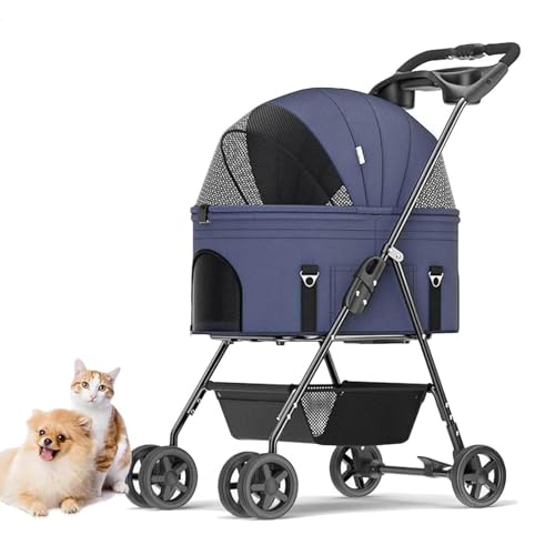 YPDOPORA Abnehmbarer Hunde-Kinderwagen Mit Griff, Haustier-Kinderwagen, 3-In-1-Multifunktions-Faltträger, Kinderwagen, Reise-Kinderwagen Mit Abnehmbarem Träger Und Getränkehalter,Blau YPDOPORA Abnehmbarer Hunde-Kinderwagen Mit Griff, Haustier-Kinderwagen, 3-In-1-Multifunktions-Faltträger, Kinderwagen, Reise-Kinderwagen Mit Abnehmbarem Träger Und Getränkehalter,Blau von YPDOPORA