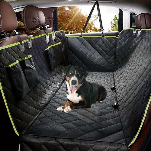 YPDOPORA Autositzbezug Für Hunde – wasserdichte Haustier-Hängematte Mit 4 Seitenklappen, Kratzfester Und Rutschfester Rücksitzschutz Für Auto, LKW Und SUV,Grün von YPDOPORA