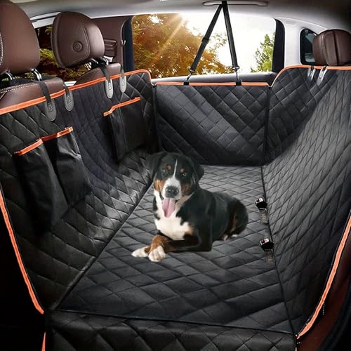 YPDOPORA Autositzbezug Für Hunde – wasserdichte Haustier-Hängematte Mit 4 Seitenklappen, Kratzfester Und Rutschfester Rücksitzschutz Für Auto, LKW Und SUV,Orange von YPDOPORA