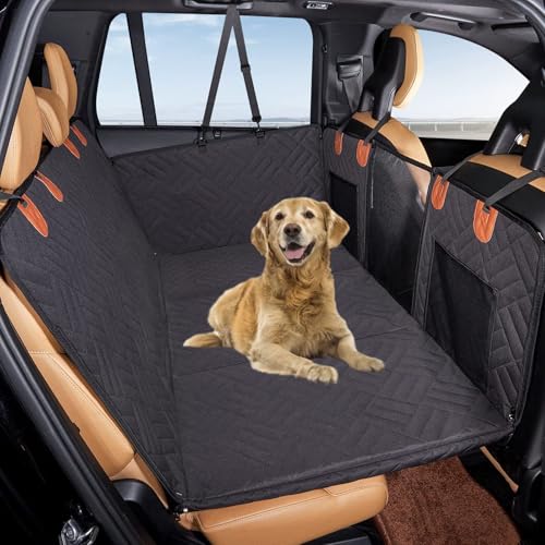 YPDOPORA Autositzschutz Für Hunde Mit Harter Unterseite, 100% Wasserdicht Und Kratzfest, Autositzbezug Für Hunde Für Die Rückbank, Bis Zu 127 Kg, Zusammenklappbare, Tragbare Rücksitzverlängerung von YPDOPORA