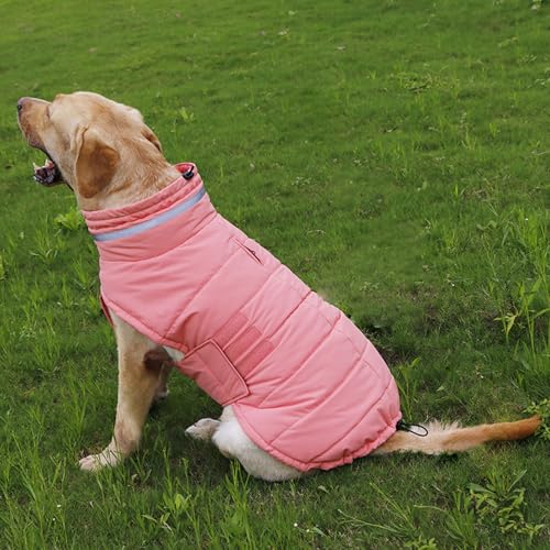 YPDOPORA Dicke, Warme, Reflektierende Hundejacke, wasserdichte Hundejacken Für Kleine Hunde, Kuschelige Rollkragenjacke Für Haustiere, Mittelgroß, Verstellbare Haustiermäntel Mit Haken,Rosa,M von YPDOPORA