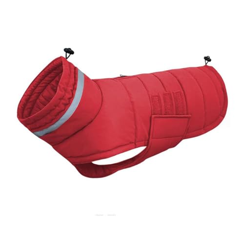 YPDOPORA Dicke, Warme, Reflektierende Hundejacke, wasserdichte Hundejacken Für Kleine Hunde, Kuschelige Rollkragenjacke Für Haustiere, Mittelgroß, Verstellbare Haustiermäntel Mit Haken,Rot,L von YPDOPORA