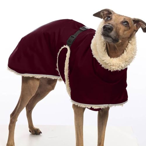 YPDOPORA Dicke Fleece-Winterjacke Für Hunde, Warm, Winterjacke Mit Revers, Reflektierender Hundemantel Mit Fleecefutter, Kuscheliger Rollkragenmantel Für Haustiere, Mittelgroß Für Hunde,Rot,4XL von YPDOPORA