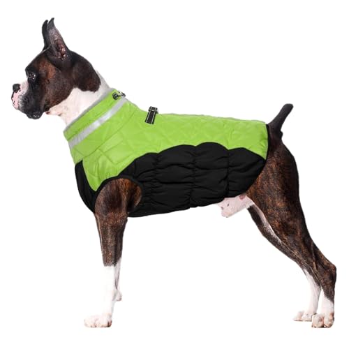 YPDOPORA Dicke Fleece-Winterjacke Für Hunde, Wasserdicht, Kuschelige Rollkragenjacke Für Hunde, Mittelgroß, Dicke Warme Reflektierende Hundejacke, Wintermantel Für Hunde Mit D-Ring,Gelb,2XL von YPDOPORA