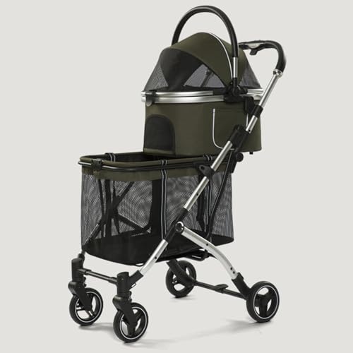 YPDOPORA Doppelter Haustier-Buggy Für 2 Hunde Oder Katzen, Einhand-Klapp-Doppel-Katzen-Buggy Mit Abnehmbarer Trage, Sicherheitsgurt, Feststellbaren Rädern, Hundebuggy,Grün YPDOPORA Doppelter Haustier-Buggy Für 2 Hunde Oder Katzen, Einhand-Klapp-Doppel-Katzen-Buggy Mit Abnehmbarer Trage, Sicherheitsgurt, Feststellbaren Rädern, Hundebuggy,Grün von YPDOPORA