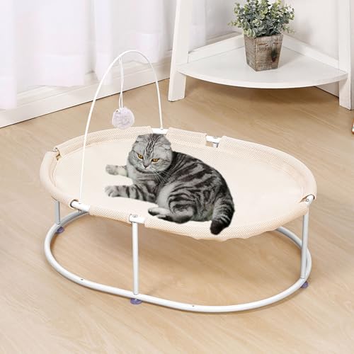YPDOPORA Erhöhtes Katzenbett Für Hauskatzen, Atmungsaktives, Waschbares Katzenhängematten-Haustierzubehör, Freistehendes, Stabiles, Abnehmbares Haustierbett Mit Baumelndem Ball,Beige YPDOPORA Erhöhtes Katzenbett Für Hauskatzen, Atmungsaktives, Waschbares Katzenhängematten-Haustierzubehör, Freistehendes, Stabiles, Abnehmbares Haustierbett Mit Baumelndem Ball,Beige von YPDOPORA