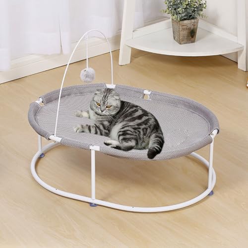 YPDOPORA Erhöhtes Katzenbett Für Hauskatzen, Atmungsaktives, Waschbares Katzenhängematten-Haustierzubehör, Freistehendes, Stabiles, Abnehmbares Haustierbett Mit Baumelndem Ball,Grau YPDOPORA Erhöhtes Katzenbett Für Hauskatzen, Atmungsaktives, Waschbares Katzenhängematten-Haustierzubehör, Freistehendes, Stabiles, Abnehmbares Haustierbett Mit Baumelndem Ball,Grau von YPDOPORA