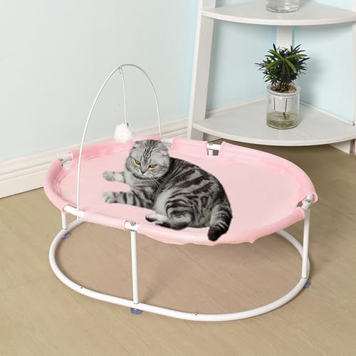 YPDOPORA Erhöhtes Katzenbett Für Hauskatzen, Atmungsaktives, Waschbares Katzenhängematten-Haustierzubehör, Freistehendes, Stabiles, Abnehmbares Haustierbett Mit Baumelndem Ball,Rosa YPDOPORA Erhöhtes Katzenbett Für Hauskatzen, Atmungsaktives, Waschbares Katzenhängematten-Haustierzubehör, Freistehendes, Stabiles, Abnehmbares Haustierbett Mit Baumelndem Ball,Rosa von YPDOPORA
