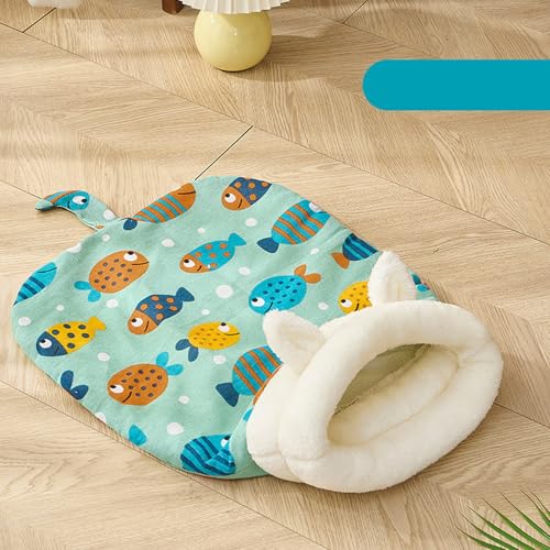 YPDOPORA Gemütlicher Haustierschlafsack, Weiches, Halbgeschlossenes Bett, Für Katzen, Kleine Hunde Und Kleine Haustiere, Leicht Zu Reinigen, Maschinenwaschbar,Grün von YPDOPORA