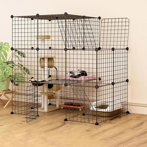 YPDOPORA Großer Haustier-Katzenkäfig DIY Innenkatzenzaun Katzenkäfig Mit Hängematte Innenkatzenzwinger Für Innenkatzen Mit Katzentoilette Bietet Platz Für 1–4 Katzen,B YPDOPORA Großer Haustier-Katzenkäfig DIY Innenkatzenzaun Katzenkäfig Mit Hängematte Innenkatzenzwinger Für Innenkatzen Mit Katzentoilette Bietet Platz Für 1–4 Katzen,B von YPDOPORA