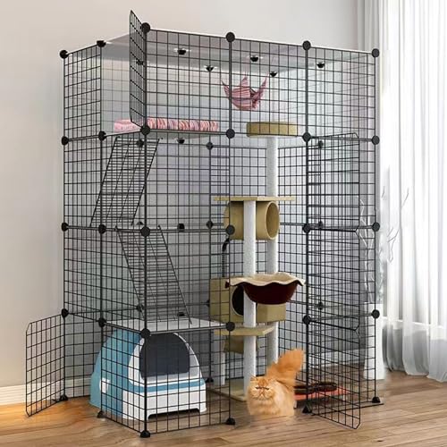 YPDOPORA Großer Haustier-Katzenkäfig DIY Innenkatzenzaun Katzenkäfig Mit Hängematte Innenkatzenzwinger Für Innenkatzen Mit Katzentoilette Bietet Platz Für 1–4 Katzen,E YPDOPORA Großer Haustier-Katzenkäfig DIY Innenkatzenzaun Katzenkäfig Mit Hängematte Innenkatzenzwinger Für Innenkatzen Mit Katzentoilette Bietet Platz Für 1–4 Katzen,E von YPDOPORA