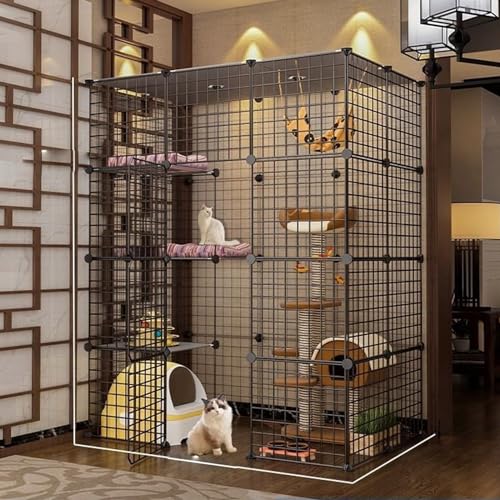 YPDOPORA Großer Katzenkäfig, Katzengehege Für Den Innenbereich Mit Balkon, DIY-Laufstall Für Katzen, Abnehmbare Zwinger Aus Metalldraht, Großer Übungsplatz, Ideal Für 1–3 Katzen,A YPDOPORA Großer Katzenkäfig, Katzengehege Für Den Innenbereich Mit Balkon, DIY-Laufstall Für Katzen, Abnehmbare Zwinger Aus Metalldraht, Großer Übungsplatz, Ideal Für 1–3 Katzen,A von YPDOPORA
