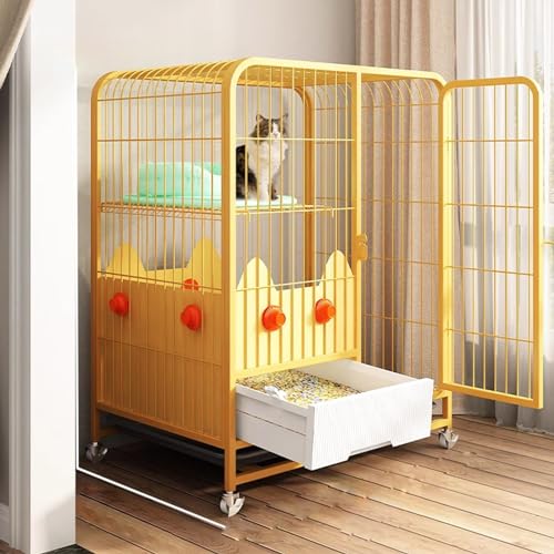 YPDOPORA Großer Katzenkäfig-Laufstall Aus Draht Mit Pop-Out-Katzentoilette Und Rädern – Kleintierkäfige, Zwingerkiste – Großer Auslaufplatz Für Chinchillas, Frettchen Und Kätzchen,B YPDOPORA Großer Katzenkäfig-Laufstall Aus Draht Mit Pop-Out-Katzentoilette Und Rädern – Kleintierkäfige, Zwingerkiste – Großer Auslaufplatz Für Chinchillas, Frettchen Und Kätzchen,B von YPDOPORA