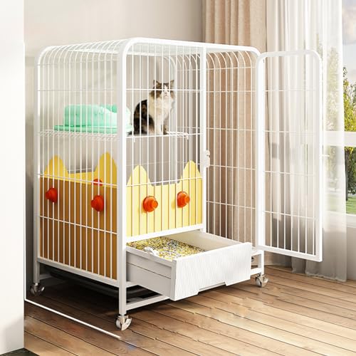YPDOPORA Großer Katzenkäfig-Laufstall Aus Draht Mit Pop-Out-Katzentoilette Und Rädern – Kleintierkäfige, Zwingerkiste – Großer Auslaufplatz Für Chinchillas, Frettchen Und Kätzchen,F YPDOPORA Großer Katzenkäfig-Laufstall Aus Draht Mit Pop-Out-Katzentoilette Und Rädern – Kleintierkäfige, Zwingerkiste – Großer Auslaufplatz Für Chinchillas, Frettchen Und Kätzchen,F von YPDOPORA