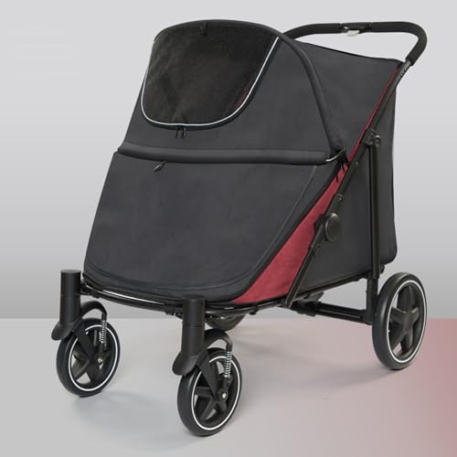 YPDOPORA Großer Kinderwagen Für Haustiere, Katzen Und Hunde, Mit Einem klick Zusammenklappbarer Kinderwagen Mit Stauraum, Leichter Joggingwagen Für Hunde Mit Stoßdämpfenden Rädern,Schwarz von YPDOPORA