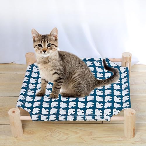 YPDOPORA Hängemattenbett Aus Holz Für Haustiere, Erhöhtes, Atmungsaktives Hundebett, Abnehmbare, Tragbare Katzenbetten Und -Möbel Für Drinnen Und Draußen, Geeignet Für Katzen Und Hunde,D von YPDOPORA