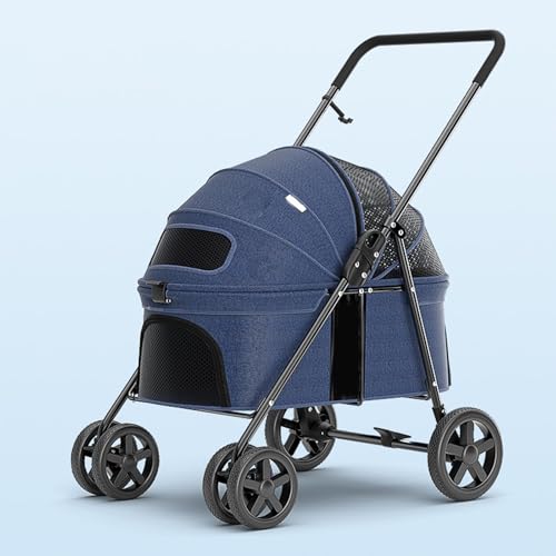 YPDOPORA Haustier-Buggy, Katzen-/Hundebuggy Für Mittelgroße Und Kleine Hunde Mit Faltbarer Hundetragetasche, Leichter Reise-Jogging-Buggy Ohne Reißverschluss Und Atmungsaktivem Netz,Blau YPDOPORA Haustier-Buggy, Katzen-/Hundebuggy Für Mittelgroße Und Kleine Hunde Mit Faltbarer Hundetragetasche, Leichter Reise-Jogging-Buggy Ohne Reißverschluss Und Atmungsaktivem Netz,Blau von YPDOPORA
