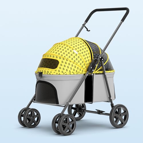 YPDOPORA Haustier-Buggy, Katzen-/Hundebuggy Für Mittelgroße Und Kleine Hunde Mit Faltbarer Hundetragetasche, Leichter Reise-Jogging-Buggy Ohne Reißverschluss Und Atmungsaktivem Netz,Gelb YPDOPORA Haustier-Buggy, Katzen-/Hundebuggy Für Mittelgroße Und Kleine Hunde Mit Faltbarer Hundetragetasche, Leichter Reise-Jogging-Buggy Ohne Reißverschluss Und Atmungsaktivem Netz,Gelb von YPDOPORA