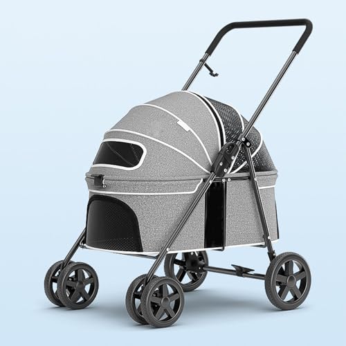 YPDOPORA Haustier-Buggy, Katzen-/Hundebuggy Für Mittelgroße Und Kleine Hunde Mit Faltbarer Hundetragetasche, Leichter Reise-Jogging-Buggy Ohne Reißverschluss Und Atmungsaktivem Netz,Grau YPDOPORA Haustier-Buggy, Katzen-/Hundebuggy Für Mittelgroße Und Kleine Hunde Mit Faltbarer Hundetragetasche, Leichter Reise-Jogging-Buggy Ohne Reißverschluss Und Atmungsaktivem Netz,Grau von YPDOPORA