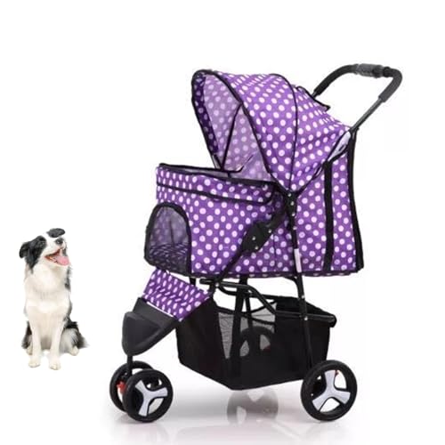 YPDOPORA Haustier-Kinderwagen, Faltbarer 3-Rad-Katzen-Hunde-Kinderwagen Mit Aufbewahrungskorb Und Getränkehalter Für Kleine Und Mittelgroße Katzen, Hunde, Welpen,G von YPDOPORA