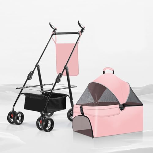 YPDOPORA Haustier-Kinderwagen, Haustier-Kinderwagen Für Ausflüge, Kleiner Zugwagen, Welpen-Kinderwagen, Hunde-Gehwagen, Kleiner, Leichter, Faltbarer Katzen-Hunde-Kinderwagen,Rosa,S YPDOPORA Haustier-Kinderwagen, Haustier-Kinderwagen Für Ausflüge, Kleiner Zugwagen, Welpen-Kinderwagen, Hunde-Gehwagen, Kleiner, Leichter, Faltbarer Katzen-Hunde-Kinderwagen,Rosa,S von YPDOPORA