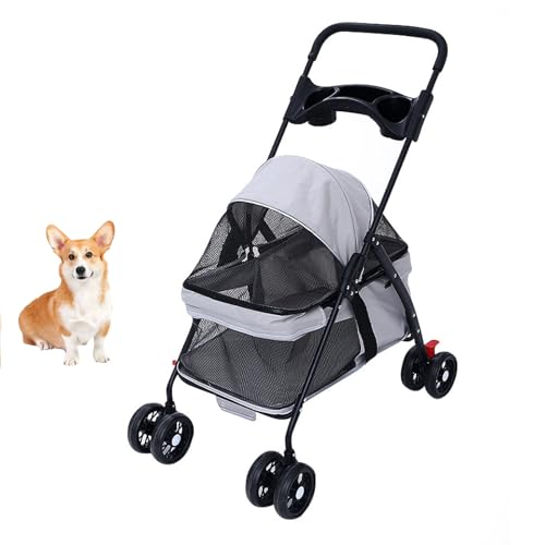 YPDOPORA Hunde-/Katzenbuggy Mit 4 Rädern, Faltbarer Haustierkäfig-Joggerbuggy Mit Aufbewahrungskorb Und Getränkehalter, Atmungsaktives Sichtbares Netz Für Mittelgroße Und Kleine Hunde Und Katzen,Grau YPDOPORA Hunde-/Katzenbuggy Mit 4 Rädern, Faltbarer Haustierkäfig-Joggerbuggy Mit Aufbewahrungskorb Und Getränkehalter, Atmungsaktives Sichtbares Netz Für Mittelgroße Und Kleine Hunde Und Katzen,Grau von YPDOPORA