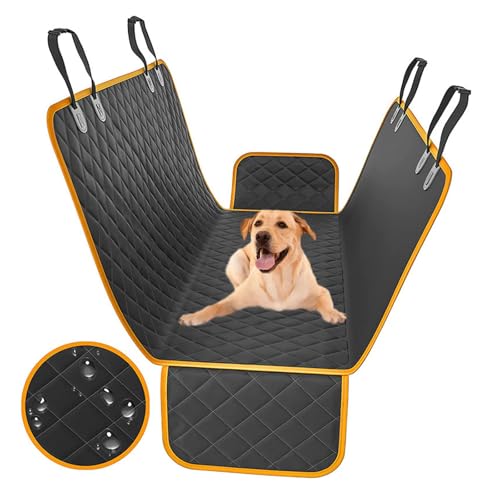 YPDOPORA Hunde-Autositzbezug Für Die Rückbank - Strapazierfähige, rutschfeste, wasserdichte 3-In-1-Hängematte Aus 600D-Baumwolle - Schutz Vor Schmutz Für Kleine Und Mittelgroße Limousinen,Orange von YPDOPORA