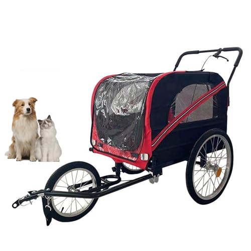 YPDOPORA Hunde-Fahrradanhänger, Haustier-Kinderwagen-Fahrradträger Mit Anhängerkupplung, Federung, Sichtflagge Und Reflektoren, 88 Pfund Tragkraft,Rot von YPDOPORA