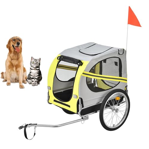 YPDOPORA Hunde-Kinderwagen, 2-In-1-Hundefahrrad Mit Reflektierendem Sicherheitslogo, Einfach Zusammenklappbar, Fahrradanhänger Und Jogger, Geeignet Für Kleine Und Mittelgroße Hunde,A von YPDOPORA