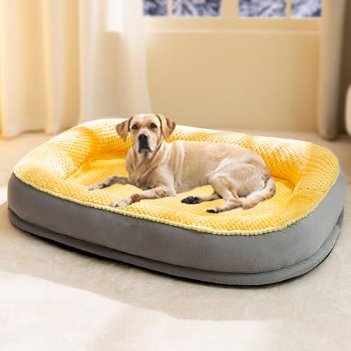 YPDOPORA Hundebett Für Haushunde, Hundecouch-Design Mit Stütze, Abnehmbarem, Maschinenwaschbarem Plüschbezug Und Rutschfester Unterseite, Hundebett Für Kleine, Mittelgroße Und Große Hunde,Gelb,L YPDOPORA Hundebett Für Haushunde, Hundecouch-Design Mit Stütze, Abnehmbarem, Maschinenwaschbarem Plüschbezug Und Rutschfester Unterseite, Hundebett Für Kleine, Mittelgroße Und Große Hunde,Gelb,L von YPDOPORA