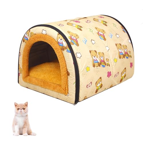 YPDOPORA Hundebett Für Hauskatzen, Kleine Haustiere, 2-In-1, Tragbares Weiches Plüsch-Haustier-/Kätzchenhaus, Höhle, Warmes, Gemütliches Baumwoll-Welpenbett Mit Abnehmbarem Kissen,Gelb,XL YPDOPORA Hundebett Für Hauskatzen, Kleine Haustiere, 2-In-1, Tragbares Weiches Plüsch-Haustier-/Kätzchenhaus, Höhle, Warmes, Gemütliches Baumwoll-Welpenbett Mit Abnehmbarem Kissen,Gelb,XL von YPDOPORA