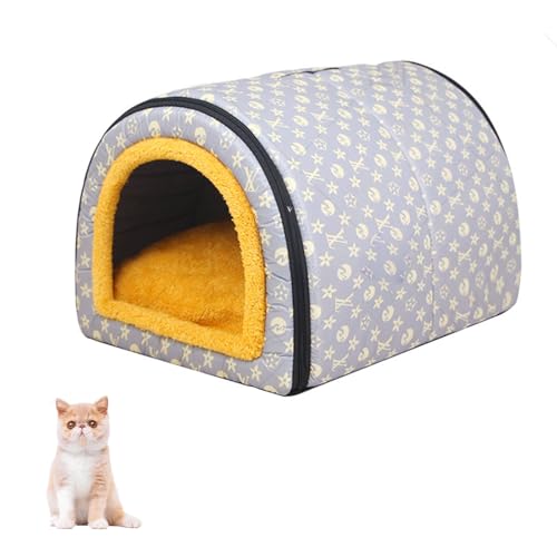 YPDOPORA Hundebett Für Hauskatzen, Kleine Haustiere, 2-In-1, Tragbares Weiches Plüsch-Haustier-/Kätzchenhaus, Höhle, Warmes, Gemütliches Baumwoll-Welpenbett Mit Abnehmbarem Kissen,Grau,S YPDOPORA Hundebett Für Hauskatzen, Kleine Haustiere, 2-In-1, Tragbares Weiches Plüsch-Haustier-/Kätzchenhaus, Höhle, Warmes, Gemütliches Baumwoll-Welpenbett Mit Abnehmbarem Kissen,Grau,S von YPDOPORA