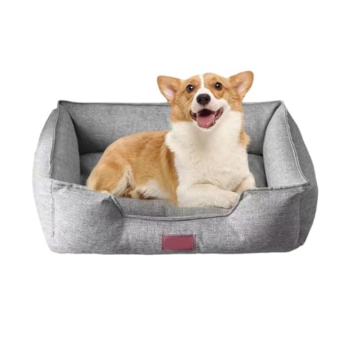 YPDOPORA Hundebetten Für Kleine Hunde, Rechteckiges Hundebett Mit Wasserdichtem, Waschbarem Bezug Und Rutschfester Unterseite Für Mittelgroße Und Kleine Hunde, Einfache Reinigung,Grau,M von YPDOPORA