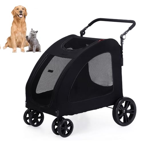 YPDOPORA Hundebuggy Für Mittelgroße Und Große Hunde, Hunde- Und Katzenbuggy Mit Doppeltem Einstieg, Faltbarer Hundewagen, Atmungsaktive Welpentragetasche Aus Netzstoff Mit Verstellbarem Griff,Schwarz YPDOPORA Hundebuggy Für Mittelgroße Und Große Hunde, Hunde- Und Katzenbuggy Mit Doppeltem Einstieg, Faltbarer Hundewagen, Atmungsaktive Welpentragetasche Aus Netzstoff Mit Verstellbarem Griff,Schwarz von YPDOPORA