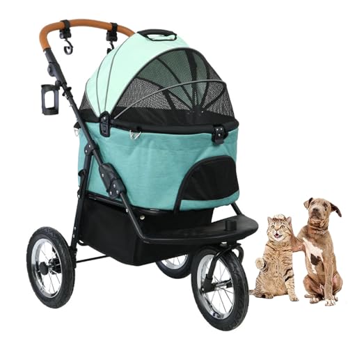 YPDOPORA Hundebuggy Für Mittelgroße Und Kleine Hunde, 3-In-1-Haustierbuggy Mit 3 Rädern, Abnehmbarer Hundewanne, Aufbewahrungskorb Und EIN-Knopf-Klapprahmen Für Den Spaziergang Mit Dem Haustier,Grün YPDOPORA Hundebuggy Für Mittelgroße Und Kleine Hunde, 3-In-1-Haustierbuggy Mit 3 Rädern, Abnehmbarer Hundewanne, Aufbewahrungskorb Und EIN-Knopf-Klapprahmen Für Den Spaziergang Mit Dem Haustier,Grün von YPDOPORA
