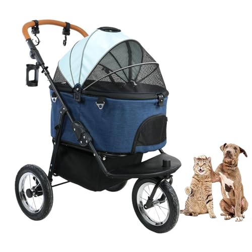 YPDOPORA Hundebuggy Für Mittelgroße Und Kleine Hunde, 3-In-1-Haustierbuggy Mit 3 Rädern, Abnehmbarer Hundewanne, Aufbewahrungskorb Und EIN-Knopf-Klapprahmen Für Den Spaziergang Mit Dem Haustier,Blau YPDOPORA Hundebuggy Für Mittelgroße Und Kleine Hunde, 3-In-1-Haustierbuggy Mit 3 Rädern, Abnehmbarer Hundewanne, Aufbewahrungskorb Und EIN-Knopf-Klapprahmen Für Den Spaziergang Mit Dem Haustier,Blau von YPDOPORA