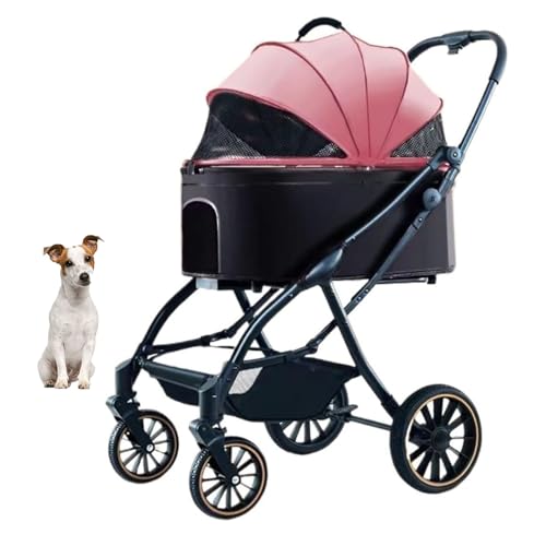 YPDOPORA Hundebuggy Mit 4 Rädern, 3-In-1-Haustierbuggy Für Hunde Und Katzen, Einhand-Automatik-Klappgummirad Mit Stoßdämpfern, Abnehmbarer Träger, Hundebuggy Für Hunde Und Katzen,Rosa YPDOPORA Hundebuggy Mit 4 Rädern, 3-In-1-Haustierbuggy Für Hunde Und Katzen, Einhand-Automatik-Klappgummirad Mit Stoßdämpfern, Abnehmbarer Träger, Hundebuggy Für Hunde Und Katzen,Rosa von YPDOPORA
