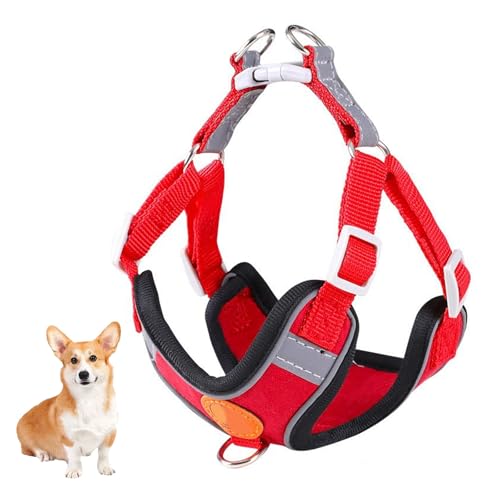 YPDOPORA Hundegeschirr, Kein Ziehen, Verstellbarer Brustgurt, Kein Ziehen, Warmes Und Weiches Wildledergewebe, Reflektierende Streifen, Atmungsaktives Sportgeschirr Für Das Training,Rot,M YPDOPORA Hundegeschirr, Kein Ziehen, Verstellbarer Brustgurt, Kein Ziehen, Warmes Und Weiches Wildledergewebe, Reflektierende Streifen, Atmungsaktives Sportgeschirr Für Das Training,Rot,M von YPDOPORA