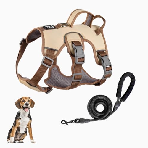 YPDOPORA Hundegeschirr, Weich Gepolstert, Mit Hebegriff Und Leinenclip, Kein Ziehen, Ausbruchsicher, Reflektierendes Haustiergeschirr, Verstellbare Hundeleine Für Kleine Und Mittelgroße Hunde,Beige,M YPDOPORA Hundegeschirr, Weich Gepolstert, Mit Hebegriff Und Leinenclip, Kein Ziehen, Ausbruchsicher, Reflektierendes Haustiergeschirr, Verstellbare Hundeleine Für Kleine Und Mittelgroße Hunde,Beige,M von YPDOPORA
