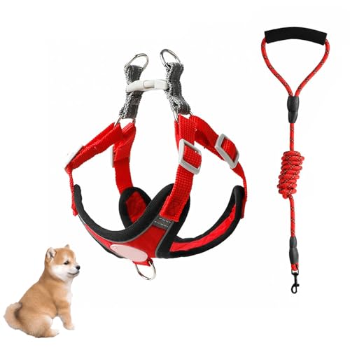 YPDOPORA Hundegeschirr Ohne Ziehen, Verstellbares Welpengeschirr Mit 2 Leinenclips, Ultrakomfortables Gepolstertes Hundewestengeschirr, Reflektierendes Hundegeschirr Für Hunde,Rot,M YPDOPORA Hundegeschirr Ohne Ziehen, Verstellbares Welpengeschirr Mit 2 Leinenclips, Ultrakomfortables Gepolstertes Hundewestengeschirr, Reflektierendes Hundegeschirr Für Hunde,Rot,M von YPDOPORA