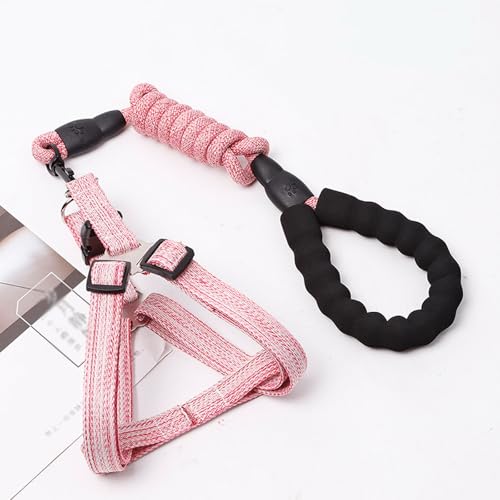 YPDOPORA Hundegeschirr- Und Leinen-Set, Verstellbar, Strapazierfähig, Kein Ziehen, Halftergeschirr Mit Rückenclip Für Welpen Und Haustiere, Verdrehsichere Laufleinen Aus Nylon Für Hunde,Rosa,S YPDOPORA Hundegeschirr- Und Leinen-Set, Verstellbar, Strapazierfähig, Kein Ziehen, Halftergeschirr Mit Rückenclip Für Welpen Und Haustiere, Verdrehsichere Laufleinen Aus Nylon Für Hunde,Rosa,S von YPDOPORA
