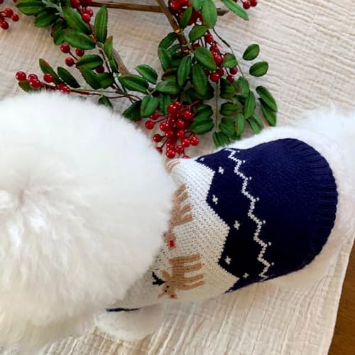 YPDOPORA Hundekostüme Für Weihnachten, Niedliche Rentier-Kleidung Für Kleine Hunde, Weihnachtliche Haustierpullover-Outfits, Feiertags-Strickwaren Für Welpen Und Katzen Für Kaltes Wetter,Blau,XL von YPDOPORA