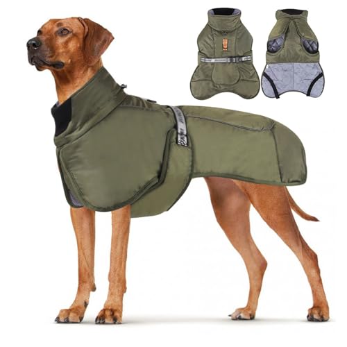 YPDOPORA Hundemäntel Für Große Hunde, Wasserdicht, Für Den Winter, Dicke, Warme, Reflektierende Hundejacke, Weiche Haustierjackenweste Für Den Winter, Pufferjacke Für Haustiere Mit D-Ring,Grün,3XL YPDOPORA Hundemäntel Für Große Hunde, Wasserdicht, Für Den Winter, Dicke, Warme, Reflektierende Hundejacke, Weiche Haustierjackenweste Für Den Winter, Pufferjacke Für Haustiere Mit D-Ring,Grün,3XL von YPDOPORA