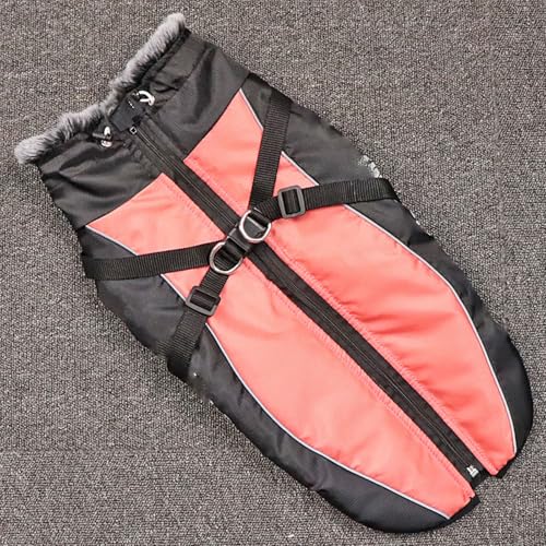 YPDOPORA Hundemäntel Für Große Hunde, Wasserdicht, Für Den Winter, Kuschelige Rollkragenjacke Für Hunde, wasserdichte, Reflektierende Haustierjacke Mit Verstellbarem Reißverschluss,Rosa,XL von YPDOPORA