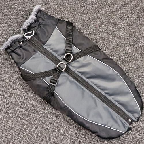 YPDOPORA Hundemäntel Für Große Hunde, Wasserdicht, Für Den Winter, Kuschelige Rollkragenjacke Für Hunde, wasserdichte, Reflektierende Haustierjacke Mit Verstellbarem Reißverschluss,Schwarz,3XL von YPDOPORA